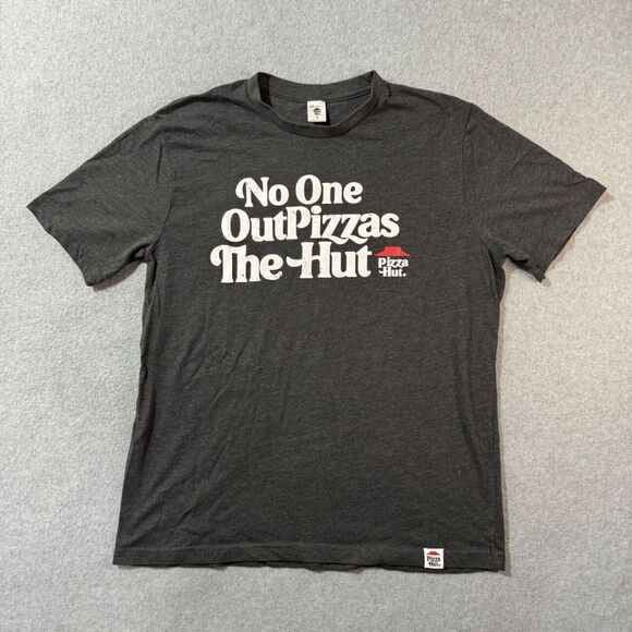Pizza Hut Employee Shirt Mens M Dark Gray Crew Neck Short Sleeve Logo Pullover - Picture 1 of 10